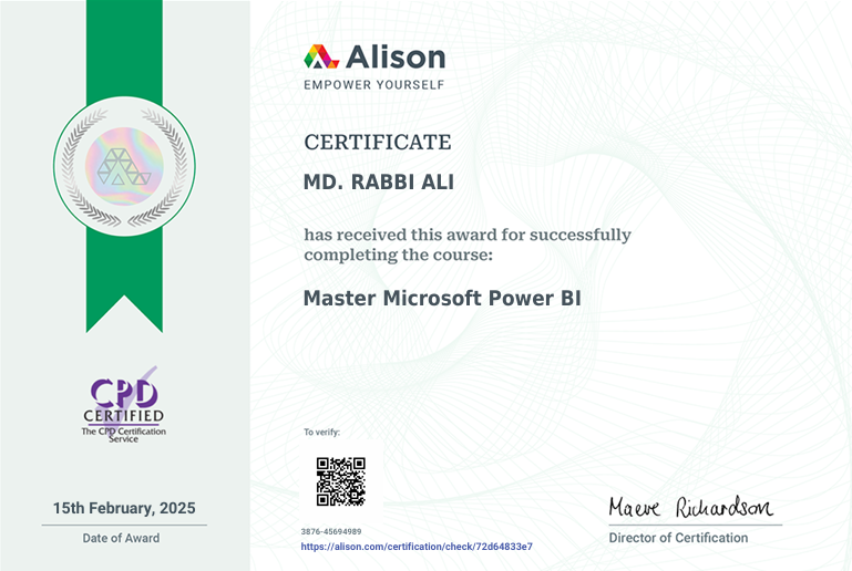 Power BI Certificate Banner